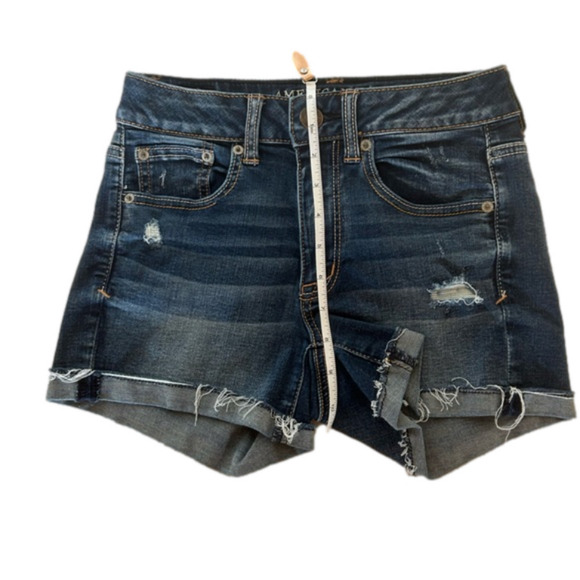 AE Outfitters Super Super Stretch Hi Rise Shortie Cut Off Jeans Shorts 2 - Picture 9 of 10